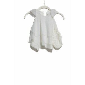 LE Apparel Girls White Dress Solid Round Neck Cap Sleeve Polyester Size 9-12M